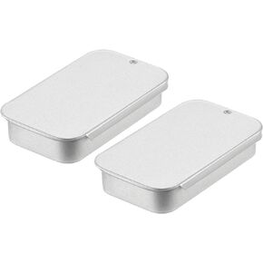 uxcell Metal Tin Box Containers, 2Pcs 2.4x1.3x0.4 Inch Silver Mini Portable Metal Slide Top Tin Containers for Jewelry Crafts