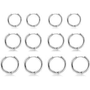 Pack of Stainless Steel Huggie Hoop Earrings Hypoallergenic for Sensitive Ears