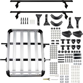 KYX 50"x38" Roof Rack Cross Bars Fits Car/Truck with Luggage Basket, Aluminum Car Top Cross Rail Roof Rack for Cargo Racks Rooftop Luggage Canoe Kayak Bicycle Roof Bag