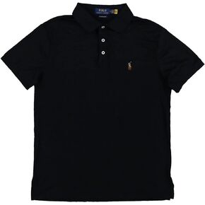Polo Ralph Lauren Mens Custom Slim Fit Interlock Polo Shirt (Large, Black)