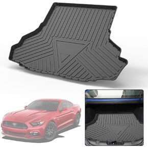 Cargo Liner for 2015-2020 2021 2022 2023 2024 Mustang - Black TPO All Weather Heavy Duty Waterproof Rear Cargo Tray Trunk Floor Mat Protector Compatible with 2015-2024 Ford Mustang