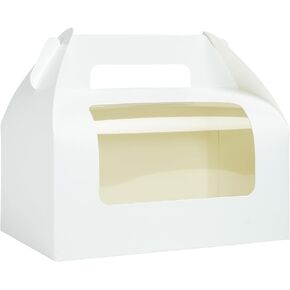 30 Pack 9x6x6 Large Gable Gift Boxes White Party Treat Boxes with Window Disposable Lunch Box Togo for Treats Meals Cookies Favors Goodies Gifting Baked foods