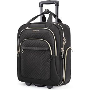BAGSMART Carry On Luggage Underseat 16-inch Airline approved Underseater Softside Travel Suitcase with Wheels Lightweight Overnight Rolling Carry-on Luggage for Women Men Weekender,Black