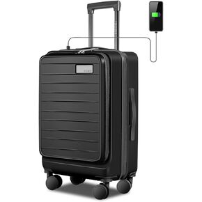 FOCHIER F Carry on Luggage 22x14x9 Airline Approved with Front Pocket & USB Charging Port,20 Inch Lightweight PC Hardside Rolling Travel Suitcase with Wheels (TSA Approved)