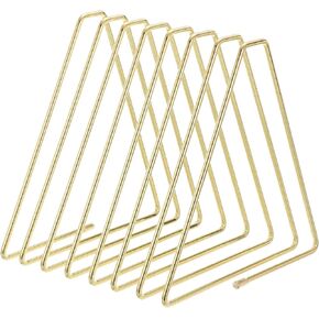 PATIKIL Triangle Desktop Holder Rack, 7 Slots Metal Wire Stand for Vinyl Record Album Magazine Book File Organizer, Golden Tone