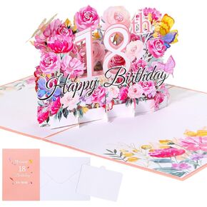 70th Birthday Card for Women, 70th Birthday Gift Greeting Card for Her, Mom, Wife, Grandma Flower Popup Happy Birthday Card with Blank Note and Envelope