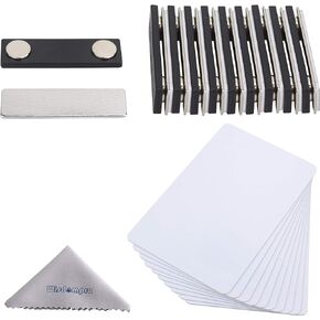 DIY Name Badges, Wisdompro 10 Set White Printable Blank PVC Badges (3.38 x 2.13 Inch) with Magnetic Name Tag for Jacket, Lapel,or Shirt - No Holes in Your Fine Jackets or Shirts