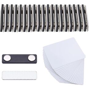 DIY Name Badges, Wisdompro 10 Set White Printable Blank PVC Badges (3.38 x 2.13 Inch) with Magnetic Name Tag for Jacket, Lapel,or Shirt - No Holes in Your Fine Jackets or Shirts