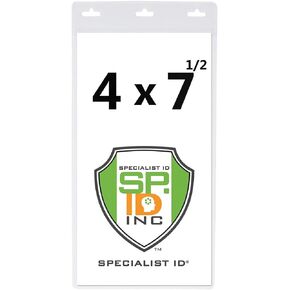 10 Pack - Vertical Oversize 4X7 Inch - Vinyl Large Credential or Ticket Holder for Pit Passes and Special Event Badges (4 x 7 1/2 Insert) by Specialist ID