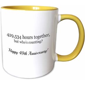 كوب 3dRose Happy 49th Anniversary-429534 Hours Together، عدد 1 (عبوة من 1)، أحمر