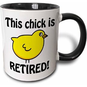 3dRose This Chick Is Retired Mug, 11 oz, Black