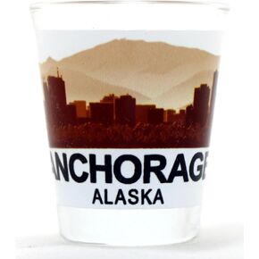 Anchorage Alaska Sunset Skyline Shot Glass