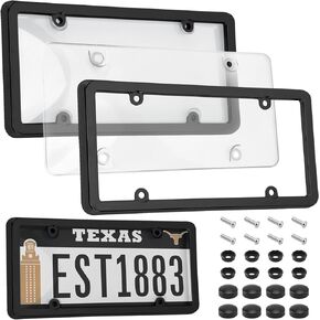 iFCOW License Plate Protector, 2Pcs Car License Plate Covers Plastic License Plate Frame Holder Protector for American License Plates