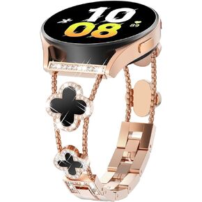 WINGLE Bling Bands for Samsung Galaxy Watch 6/5/4 Band 40mm 44mm Women, Four/ 4 Leaf Clover Active 2 Watch Bands/Galaxy Watch 6/4 Classic 43mm 47mm 42mm 46mm/5 Pro 45mm/Watch 3 41mm/Gear S2 Classic