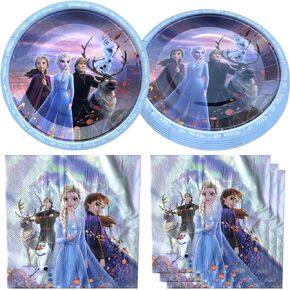 Frozen Birthday Party Supplies, Include 20 Plates and 20 Napkins, for Frozen Theme Birthday Party Decorations
