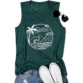Here Comes The Sun Tank Tops Women Sunshine Graphic Sleeveless Vintage Travel Vacation Tops Summer Beach Shirts