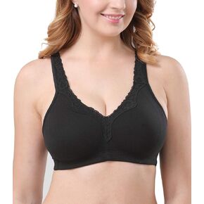 DotVol Women's Comfort Embroidered Lace Non Foam Wirefree Lift Cotton Everyday Bra