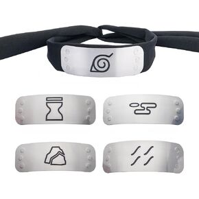 Naruto Cosplay Headband Set With 4 Village Plates