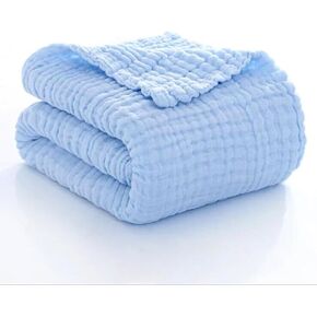 SARAH GREEN Muslin Baby Swaddle Blankets: Soft, Breathable Cotton for Cozy Comfort Day and Night. Perfect for Newborns Sensitive Skin Organic Cotton (Baby Blue)