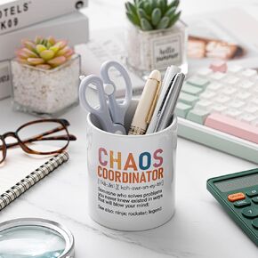 Chaos Coordinator Gifts Pencil Holder Funny Pen Holder Christmas Thank You Gifts for Teacher, Women, Coworker, Manager Gifts for Christmas Women Men