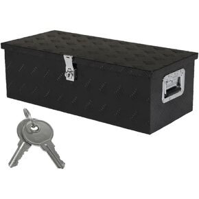 صندوق سفلي لأداة مداس من الألومنيوم شديد التحمل مقاس 20 بوصة، صندوق منظم تخزين الشاحنة المربع المقاوم للماء لالتقاط سرير الشاحنة ومقطورة RV مع قفل مقبض T ومفاتيح (أسود) in Kuwait