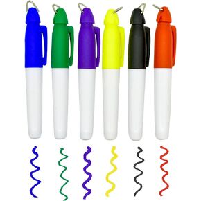 Lopenle12PCS أقلام تحديد دائمة صغيرة متعددة الألوان، أقلام تحديد بطانة الجولف، 6 ألوان، أقلام كرة الجولف مع مشابك سلسلة مفاتيح للممرضات، حلقة شارة، مكتب المدرسة، الأنشطة الخارجية