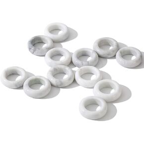 Marble Napkin Rings Set of 12, Modern Decorative Napkin Rings for Kitchen Dining Table Countertops, Christmas Napkin Rings(White & Little Grey)