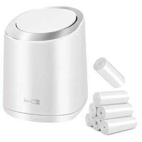 Mini Trash Can with Lid, Desktop Small Trash Can Garbage Can, 0.5G/2.0L Pop Up Countertop Wastebasket for Bathroom, Office, Kitchen, Desk, Car with Trash Bags 140 Pcs(Khaki)