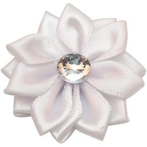 Chenkou Craft 40pcs Satin Ribbon Flower with Pearl Wedding DIY Appliques (White)