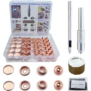 15MM Leather snap Fasteners kit Brass Heavy Duty with Sharp Hole Punch Cutter and Standard Install Tool、Practice Operations Webbing ，for Clothes、Jackets、Jeans Wears Bags (Red, 20)