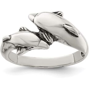 Solid Sterling Silver Dolphin Ring