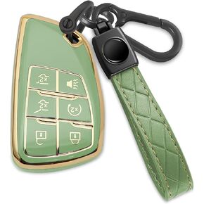 Car Key Fob Cover for Buick Envision 2021 2022 2023, Soft TPU with Keychain Shell Protective Smart Remote Key Fob Cover for Chevy Silverado 1500 LT Suburban Tahoe GMC Yukon 6 Buttons, Black