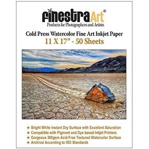 11" X 17" Cold Press Watercolor Fine Art Inkjet Paper - 50 Sheets