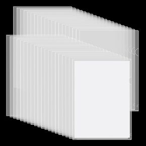 Clear Document Folders Project Pocket,40 Pack Clear Pocket Folders,L-Type Clear Plastic Folder A4,Clear Plastic Folders with Pocket,Clear Document Folder for Office (Transparent)
