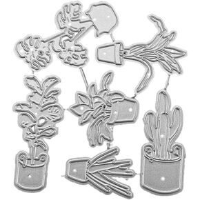Flower Metal Cutting Dies 3D Flower Pot Cactus Die Cuts Stencil Embossing Die for DIY Craft Scrapbook Album Paper Card Making Accessories Scrapbooking Cutting Dies Die-Cutting and Embossing