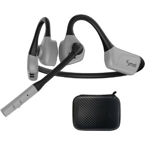 Smof Air Conduction Headset with Mic,Open Ear Wireless Headphones with Bluetooth 5.1/Mute Function/aptX-HD/LL,for Online Meeting/Online Teaching/Office Home Business/Driving（Black）