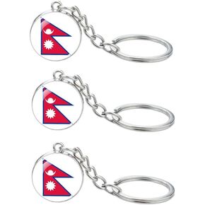 3 Pcs Nepal Flag Key Chain,Cool Keychain for Car Keys, Stainless Steel Keyrings & Keychains,Used for Home Decoration, Jewelry Hanging Decorations.