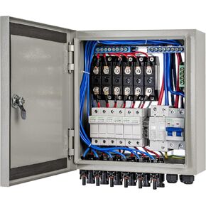 ECO-WORTHY Upgraded 6 String Solar PV Combiner Box, Upgraded 25A Current Fuse, 125A Circuit Breakers with Max Support Up to 6480W Solar System, Better ABS Waterproof Case and Surge Protective