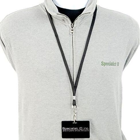 Specialist ID Black 3/8" Flat Braid Woven Lanyard with Nickel-Plated Steel Swivel Hook SPID-2201, Sold Individually in Saudi Arabia