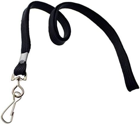 Specialist ID Black 3/8" Flat Braid Woven Lanyard with Nickel-Plated Steel Swivel Hook SPID-2201, Sold Individually in Saudi Arabia