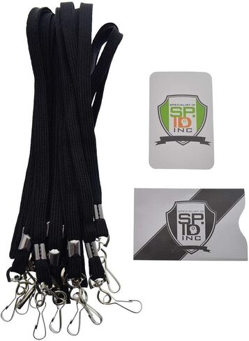 Specialist ID Black 3/8" Flat Braid Woven Lanyard with Nickel-Plated Steel Swivel Hook SPID-2201, Sold Individually in Saudi Arabia