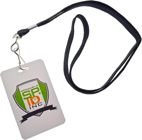 Specialist ID Black 3/8" Flat Braid Woven Lanyard with Nickel-Plated Steel Swivel Hook SPID-2201, Sold Individually in Saudi Arabia