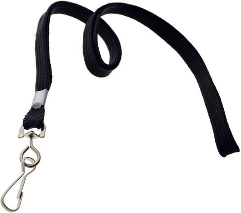 Specialist ID Black 3/8" Flat Braid Woven Lanyard with Nickel-Plated Steel Swivel Hook SPID-2201, Sold Individually in Saudi Arabia