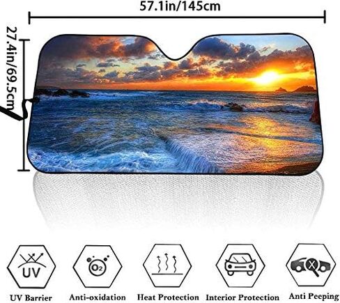 Golden Retriever Dog Print Car Front Window Sunshade Windshield Funny Puppy Sun Shade Universal Fit Most Vehicle SUV Truck Van in Saudi Arabia