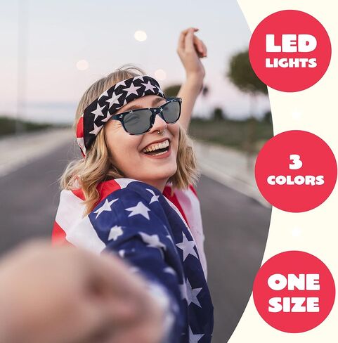 JOYIN 4 Pcs 4th of July Bandanas and Sunglasses, American Flag Bandana Patriotic Sunglasses for Men & Women, USA Bandana for July 4th Celebration, Independence Day, Memorial Day Party Accessories in Saudi Arabia
