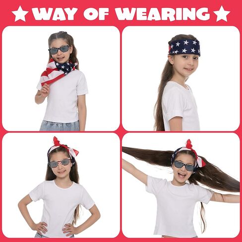 JOYIN 4 Pcs 4th of July Bandanas and Sunglasses, American Flag Bandana Patriotic Sunglasses for Men & Women, USA Bandana for July 4th Celebration, Independence Day, Memorial Day Party Accessories in Saudi Arabia