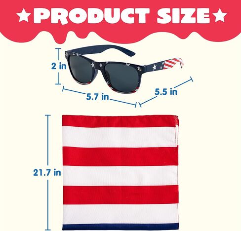 JOYIN 4 Pcs 4th of July Bandanas and Sunglasses, American Flag Bandana Patriotic Sunglasses for Men & Women, USA Bandana for July 4th Celebration, Independence Day, Memorial Day Party Accessories in Saudi Arabia