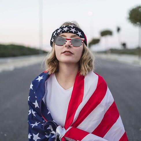 JOYIN 4 Pcs 4th of July Bandanas and Sunglasses, American Flag Bandana Patriotic Sunglasses for Men & Women, USA Bandana for July 4th Celebration, Independence Day, Memorial Day Party Accessories in Saudi Arabia