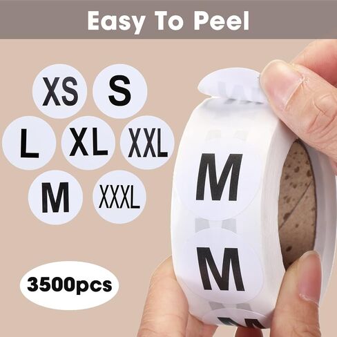 500 Pcs Clear Resealable Polypropylene Bags with 3500 Pcs Clothing Size Round Sticker Labels in Full 7 Size Self Sealing Plastic Bag for Packaging Clothes T-Shirts Small Business (9 x 12 Inch) in Saudi Arabia