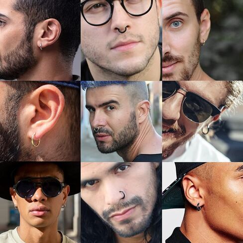 12 Pairs Surgical Stainless Steel Small Hoop Earrings for Women Men Hypoallergenic Cartilage Huggie Hoop Earrings Set Helix Lobes Hinged Sleeper Earrings for Cartilage Piercings 8MM 10MM in Saudi Arabia